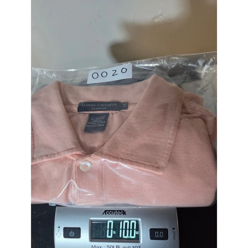 Daniel Cremieux Classics Mens‎ Large Peach Pique Cotton Short Sleeve Polo Shirt